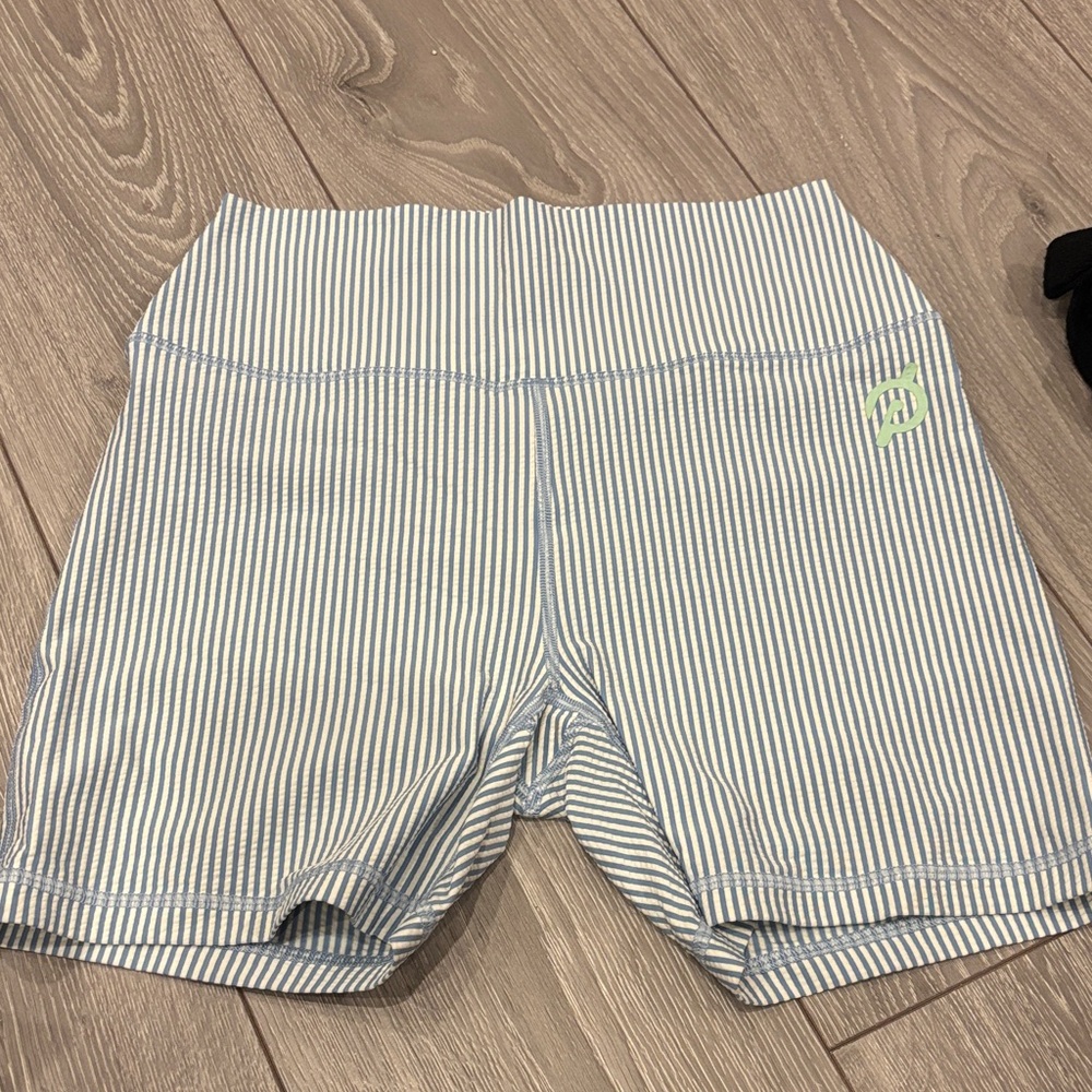 Peloton Blue and White Striped Bike Shorts